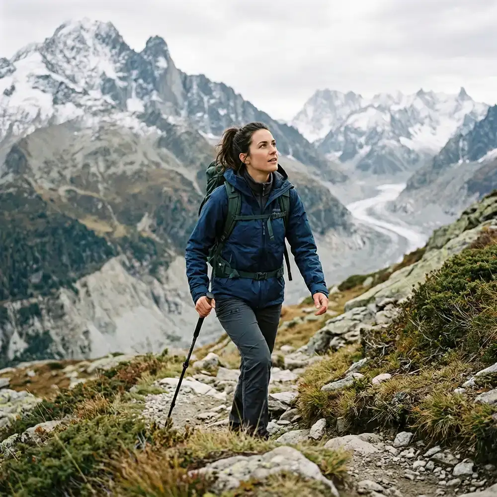 AlpineX Pro Hardshell Wanderjacke in Aktion